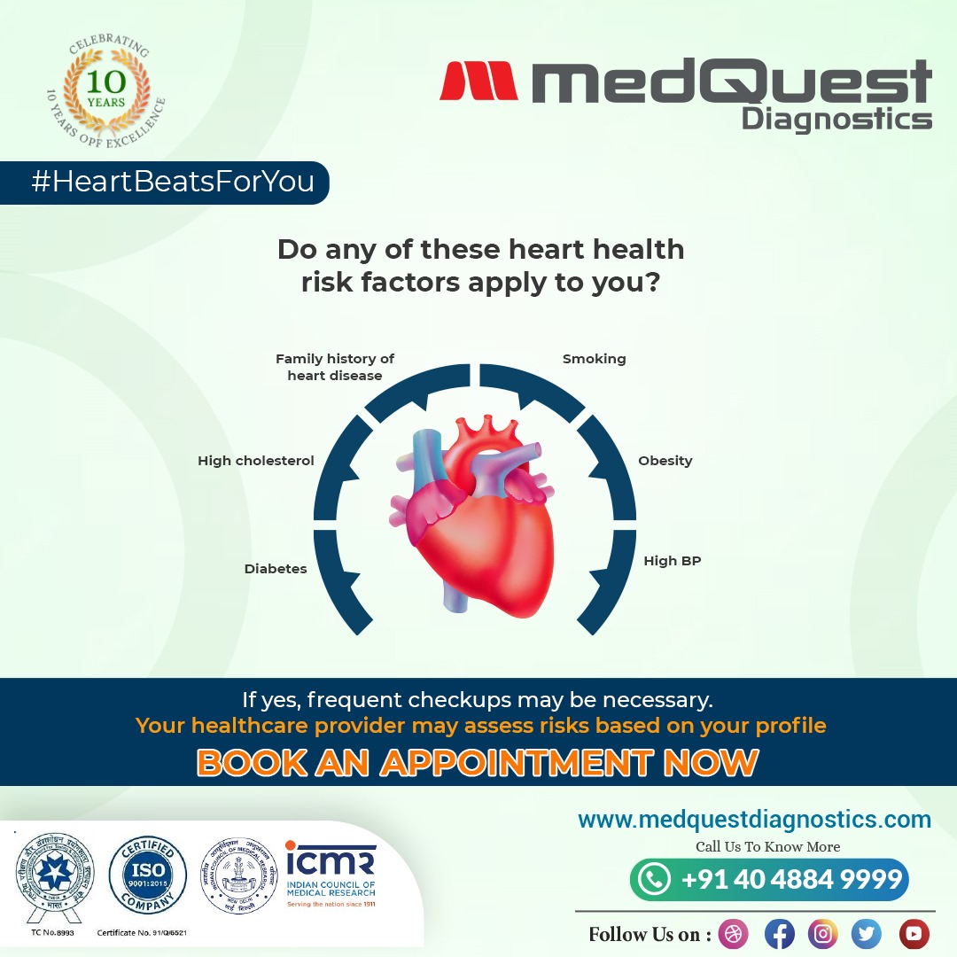 MedQuestDiagno's tweet photo. Assess your heart health risk factors. Are you a smoker, have a sedentary lifestyle, or poor diet? Regular check-ups and healthy habits can reduce your risk.

Book Your Appointment Today
Call: +91 40 4884 9999
#medquestdiagnostics #hyderabad #HeartHealth #RiskFactors #HealthyLife https://t.co/j7NUAm1enq