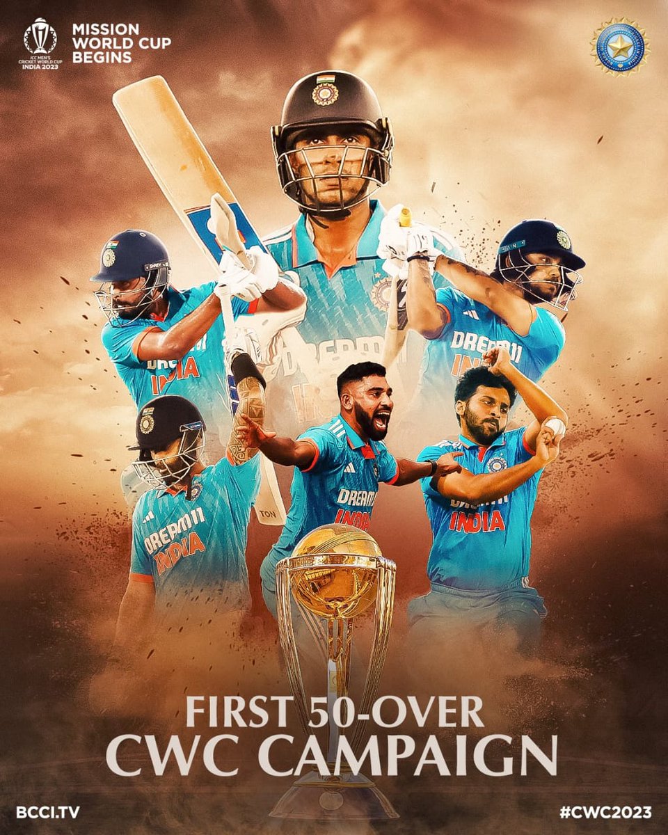 khelcharcha's tweet photo. Ready to shine in their Maiden 50-over Cricket World Cup Campaign! 😎

Give it up for our #CWC23 Debutants 😃

𝗠𝗶𝘀𝘀𝗶𝗼𝗻 𝗪𝗼𝗿𝗹𝗱 𝗖𝘂𝗽 𝗕𝗲𝗴𝗶𝗻𝘀 🏟️

#TeamIndia https://t.co/XX2Gyl2KUY