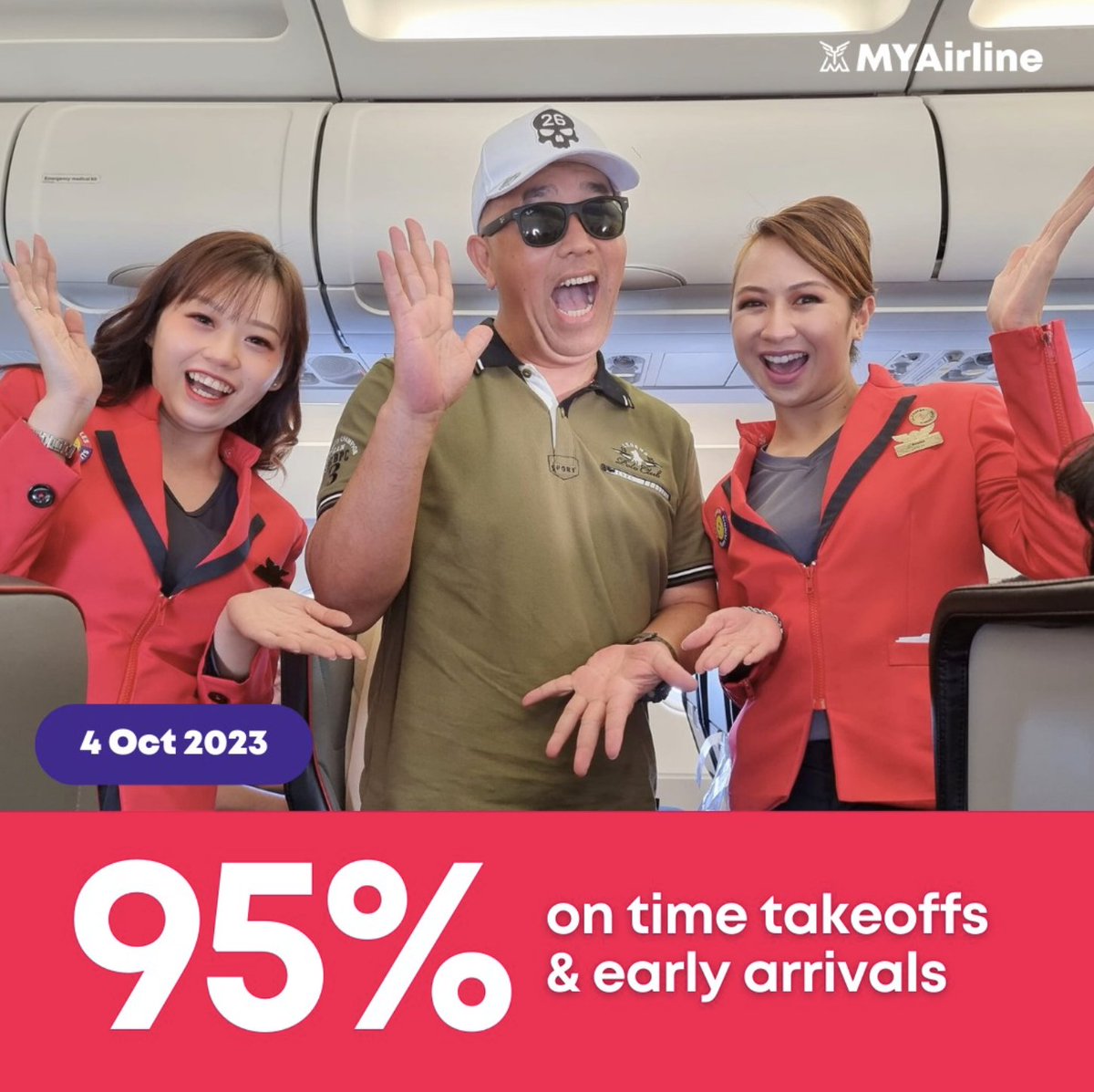 4 Oct: Why have a stressful flight when you can have a happy one? 🥰 We're happy to share that most of our flights arrived on time or ahead of schedule yesterday. Thank you for flying with #MYAirline!
#yourexperiencematters