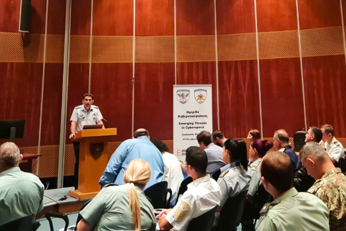 NationalCsirtCy's tweet photo. Η Αρχή Ψηφιακής Ασφάλειας στο πλαίσιο του Ευρωπαϊκού 🇪🇺 Μήνα Κυβερνοασφάλειας 🌐, συν-διοργάνωσε στις 03 Οκτωβρίου 2023 επιμορφωτική Ημερίδα Κυβερνοασφάλειας με θέμα “Emerging Threats In Cyberspace” στην αίθουσα εκπαίδευσης του Υπουργείου Οικονομικών. 

H Ημερίδα έγινε σε μία συνεργασία με το @DefenceCyprus και το @oucyprus και σε αυτή συμμετείχαν στρατιωτικό προσωπικό της Εθνικής Φρουράς και του Υπουργείου Άμυνας.

Η Ημερίδα είχε ως σκοπό την ενημέρωση του προσωπικού επί της πραγματικής κατάστασης σε ενδεχόμενες απειλές που προέρχονται από την χρήση του Διαδικτύου, προκειμένου να λαμβάνουν τα απαραίτητα μέτρα για την προστασία τόσο των πληροφοριών που διαχειρίζονται, όσο και των προσωπικών τους δεδομένων. Η διασπορά της γνώσης σε βασικούς τομείς της κυβερνοασφάλειας, εκτιμάται ως απαραίτητη πλέον λαμβάνοντας υπόψη την εξελισσόμενη ψηφιοποίηση όλων των διεργασιών τόσο σε υπηρεσιακό όσο και σε προσωπικό επίπεδο.

🗣️Στην Ημερίδα απηύθυναν χαιρετισμό:

Ταξίαρχος Χάρης Γεωργίου, Διευθυντής ΕΠΥΠΑΜ

Κ. Κώστας Ευθυμίου, Ανώτερος Μηχανικός Ψηφιακής Ασφάλειας, 
Τομέα Ρύθμισης, Στρατηγικής και Εποπτείας
🔗 https://t.co/nUH5iOAyW2
#cybersecurity #CyberSecMonth #dsa #MinistryOfDefence
@GovCyprus