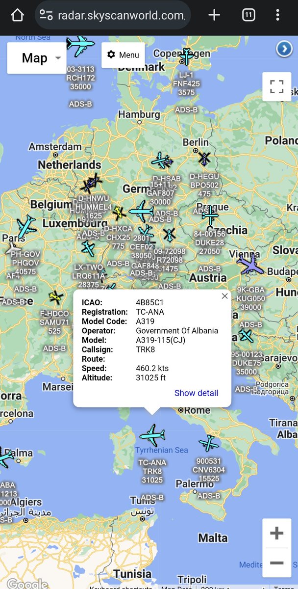 scan_sky's tweet photo. Government Of Albania 🇦🇱 - A319-115 CJ - TC-ANA - #TRK8
Govt Of Croatia 🇭🇷 - Challenger 604 - 9A-CRO - #9ACRO
Czech Air Force 🇨🇿 - Airbus A319-115X - 2801 - #CEF02 https://t.co/J2CftTUcxF
