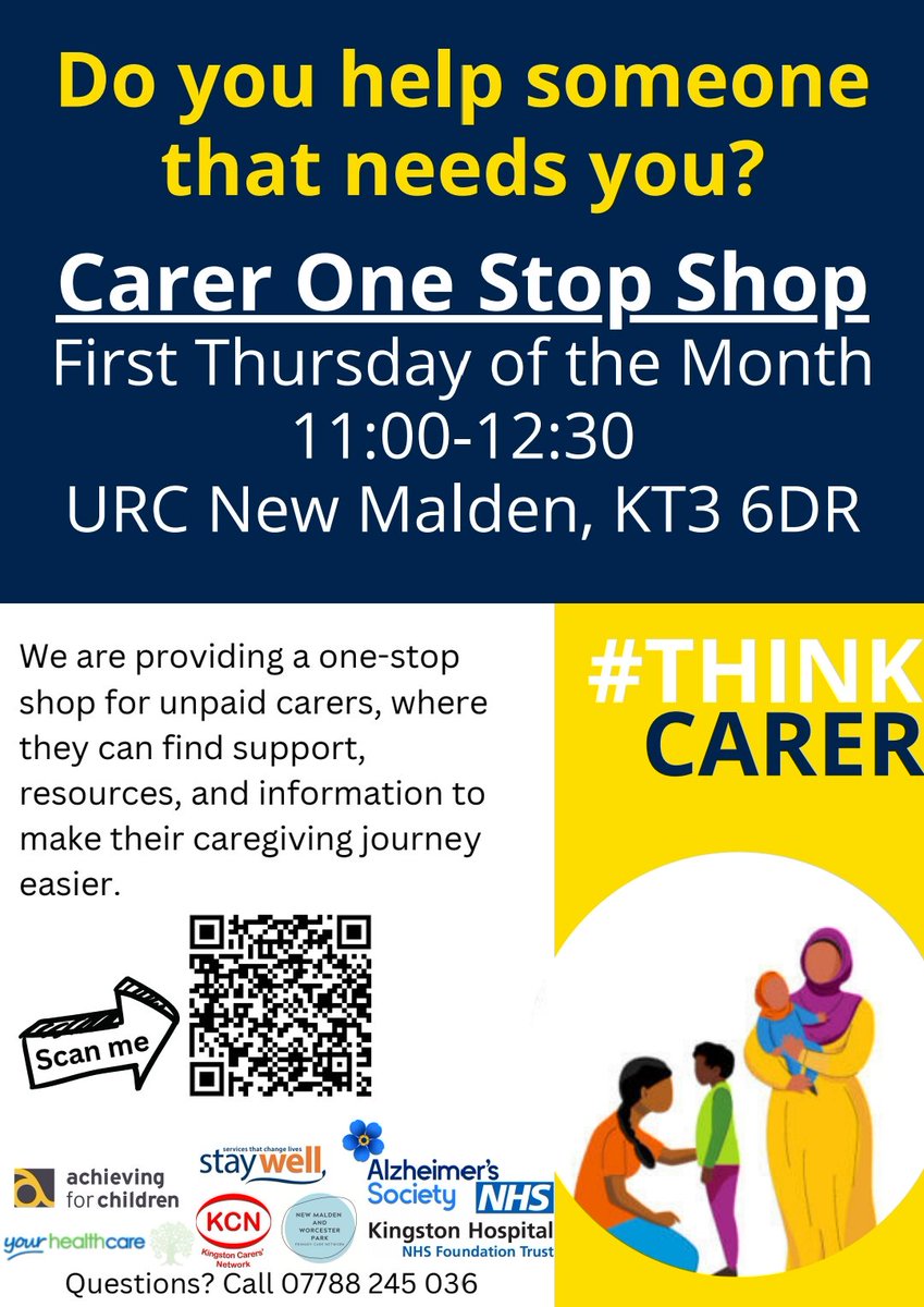 💙Come along today if you care for someone at home for medical, legal and emotional support 💙 @KingstonHospNHS @_yourhealthcare @staywellcharity @AforChildren @alzheimerssoc @KingstonCarers @SWLNHS