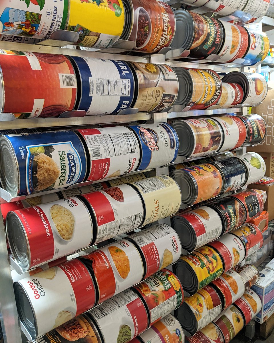 limamission's tweet photo. Then and now: a look at one of our food storage areas. While we no longer receive home-canned food, we use the same shelves for dry food storage and racks which hold over 300 #10 cans of fruits and vegetables. These and other donations make it possible to provide meals every day. https://t.co/sdBvHq1ZVV