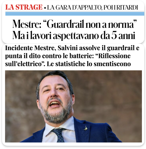 ..#Mestre 

GUARDARAIL NON A NORMA..!!

E SUBITO IL BECERO CONTRO I #VEICOLI ELETTRICI..!!

#SALVINI 
#SALVINIFECCIA