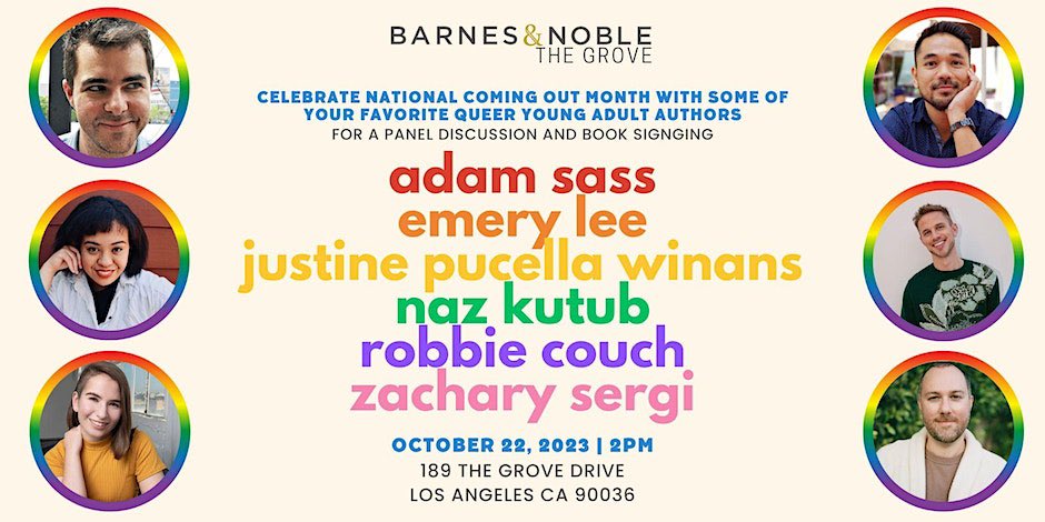 LA folks! Stop by The Grove Barnes & Noble to celebrate National Coming Out Month with me and some of my favorite local queer authors! Sunday October 22 at 2pm PT! It’s free, but make sure to RSVP to save a seat: eventbrite.com/e/bn-the-grove…