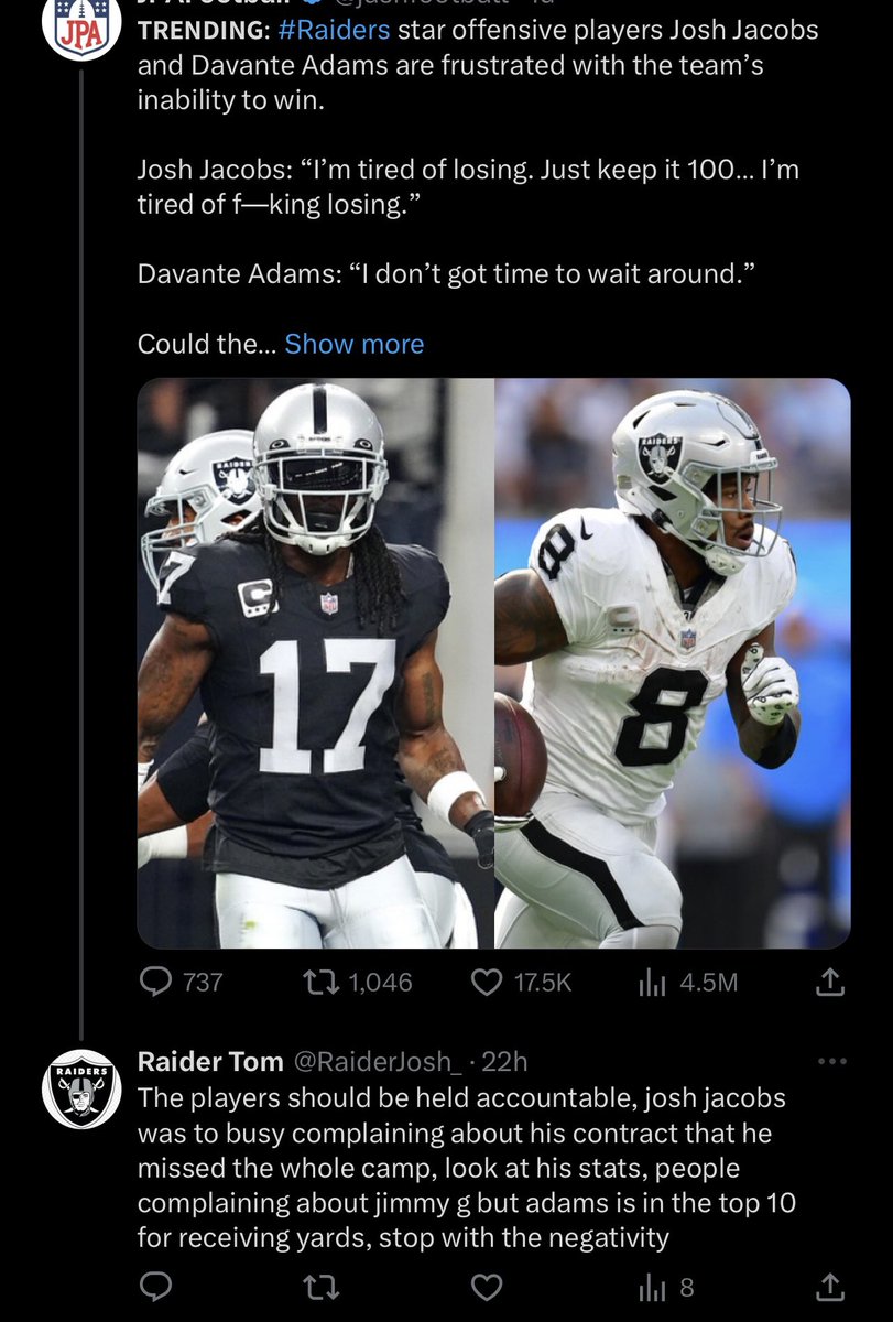 RaiderCody's tweet photo. Oooooh surely we don’t have a Josh McDaniels burner under @RaiderJosh_, do we? His handle is just as original and creative as his play calling..

Saw @KuhnTristen point it out and I can’t disagree. https://t.co/Kg04DKgB7E
