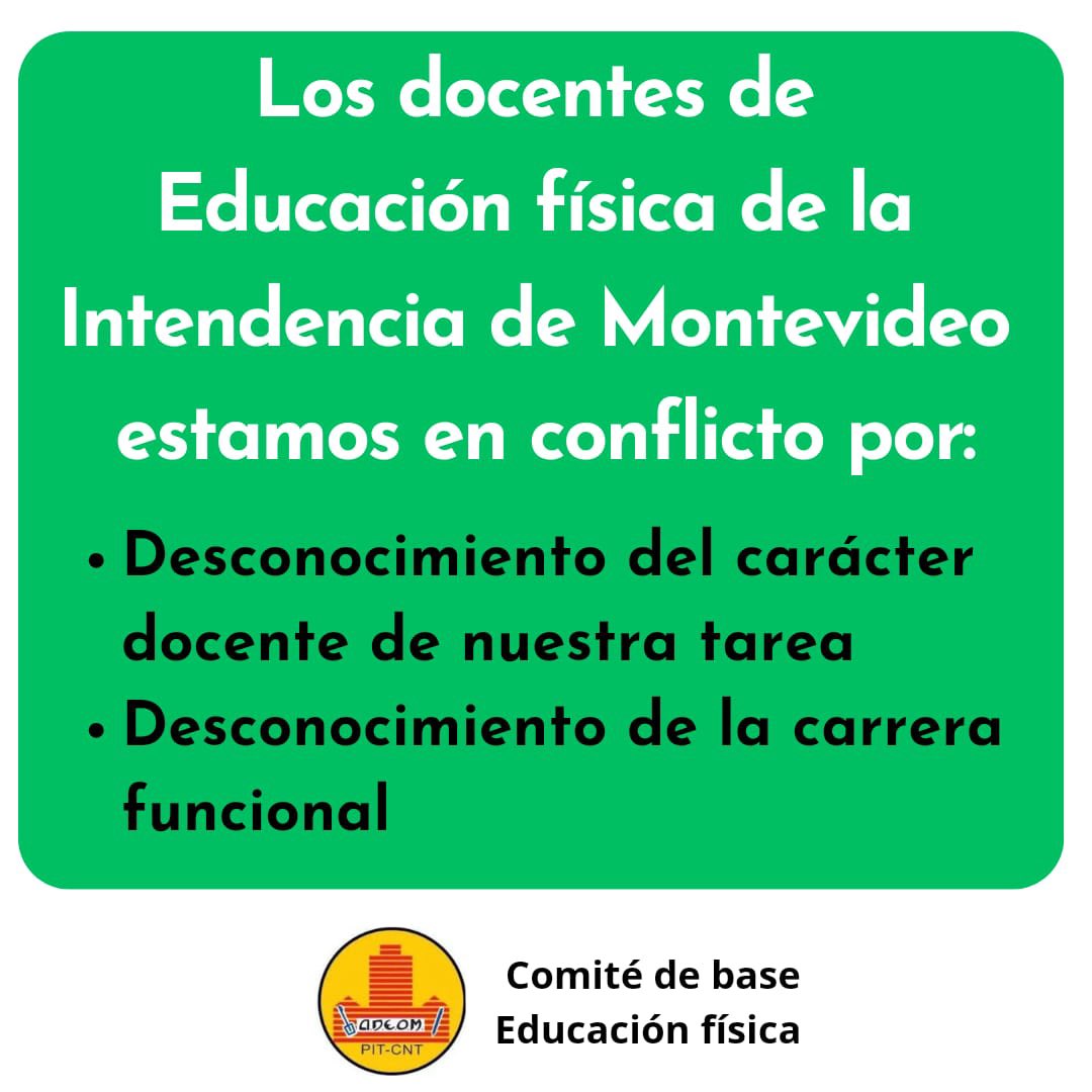 gatobrea's tweet photo. Paro 24 hs. Docente la de Educación Fisica de Intendencia de Montevideo en conflicto. 

Por el reconocimiento de nuestra tarea y la carrera funcional 💪🏼 https://t.co/pS1ntECdZA