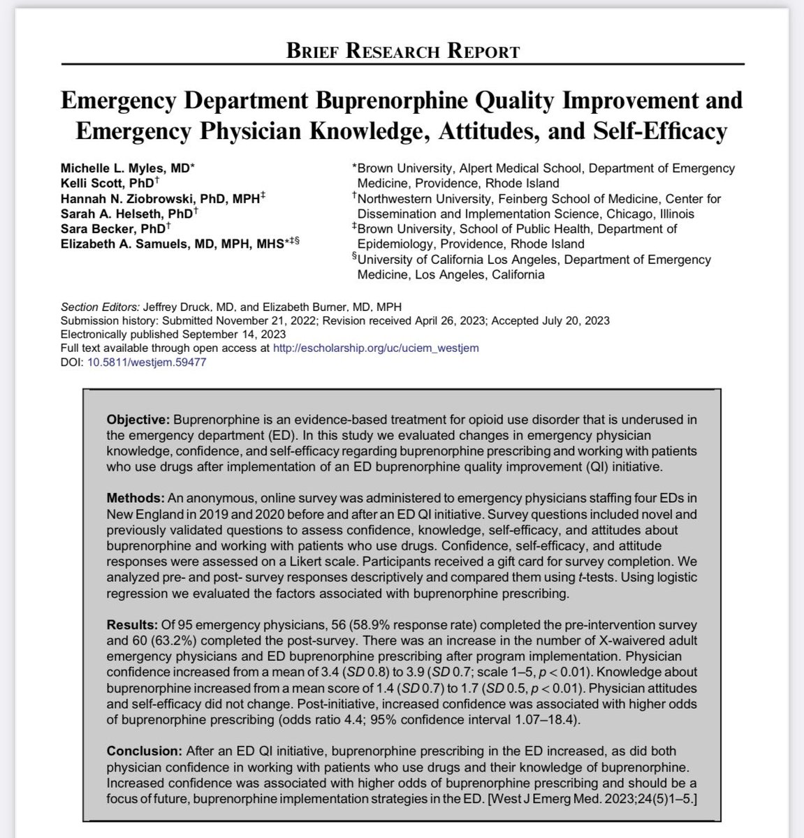 Thankful for my training @BrownEMRes and mentorship by @LizSamuels for allowing me to study and learn ways to improve our ED care for this vulnerable population. Link here: escholarship.org/uc/item/49g5k4…
