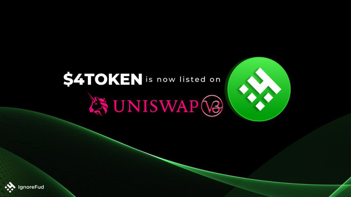 fishkoin_army's tweet photo. 🎉Surprise Announcement!!🚀

#4TOKEN is now listed on @Uniswap V3! 💚🦄

Contract Address: 0x8dB4beACcd1698892821a9a0Dc367792c0cB9940

#4TOKEN  #IgnoreFud #ETH #100x https://t.co/ACoVGLtgl6