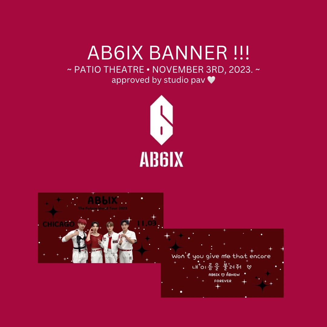 xo_mashu's tweet photo. AB6IX CHICAGO SHOW !! 

me and a few other abnews will be handing out banners in line approved by studio pav !!! pls make sure you look out for us and continue to support our boys 🤍

#ab6ixworldtour #ab6ixchicago #ab6ixtour #ab6ixthefuture #ab6ix #kpopcupsleeve #cupsleeveevent https://t.co/wGztqnRjkS