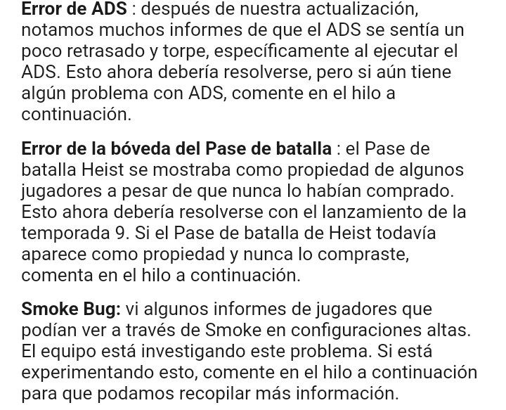 Informe de Bug o errores reconocidos por los desarrolladores

#CODMobile #T9_23