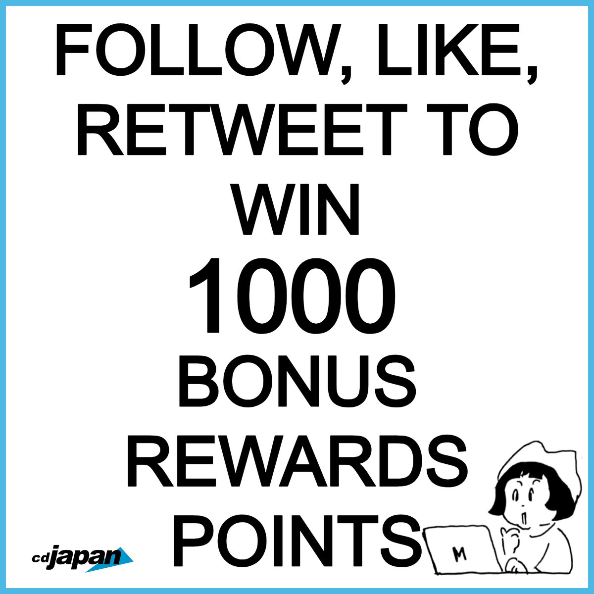 CDJapan's tweet photo. We're offering 1,000 CDJapan rewards points #giveaway to 3 lucky winners who Follow, Like, and Retweet this post by OCT 15. Try your luck.

[HOW TO ENTER]
😊Follow @CDJapan
😍Like
🤣RT

[Details]
Follow, Like, Retweet to WIN 1000 Bonus Rewards Points
https://t.co/m5EDsQAjDD https://t.co/RT0APgzpYs