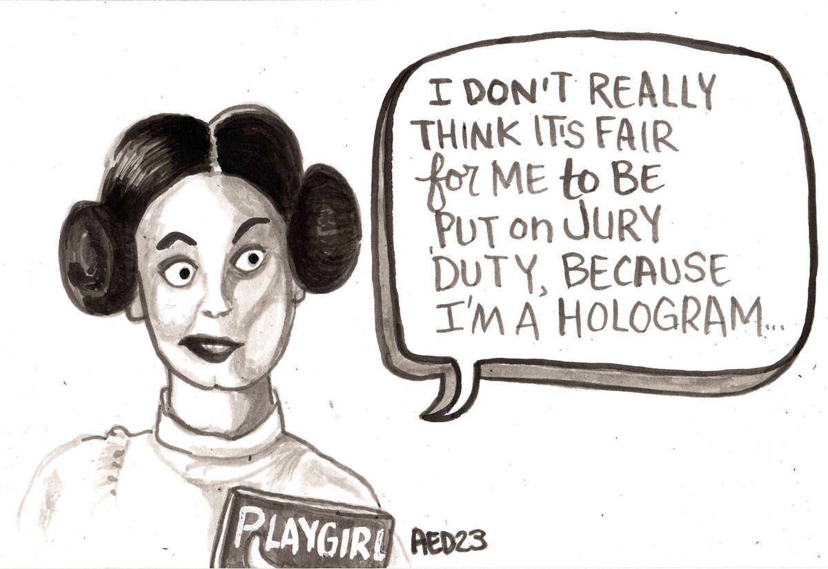 Amanda_ElDweek's tweet photo. #inktober2023 #inktober2023day4 #inktober2023day4dodge #inktoberday4dodge #dodge #juryduty #lizlemon #30rock #dodgingjuryduty #princessleia #hologram #ink #inkwash #drawing #inktober #starwars #tinafey
(Liz Lemon dodges jury duty) https://t.co/oynAsAUFP2