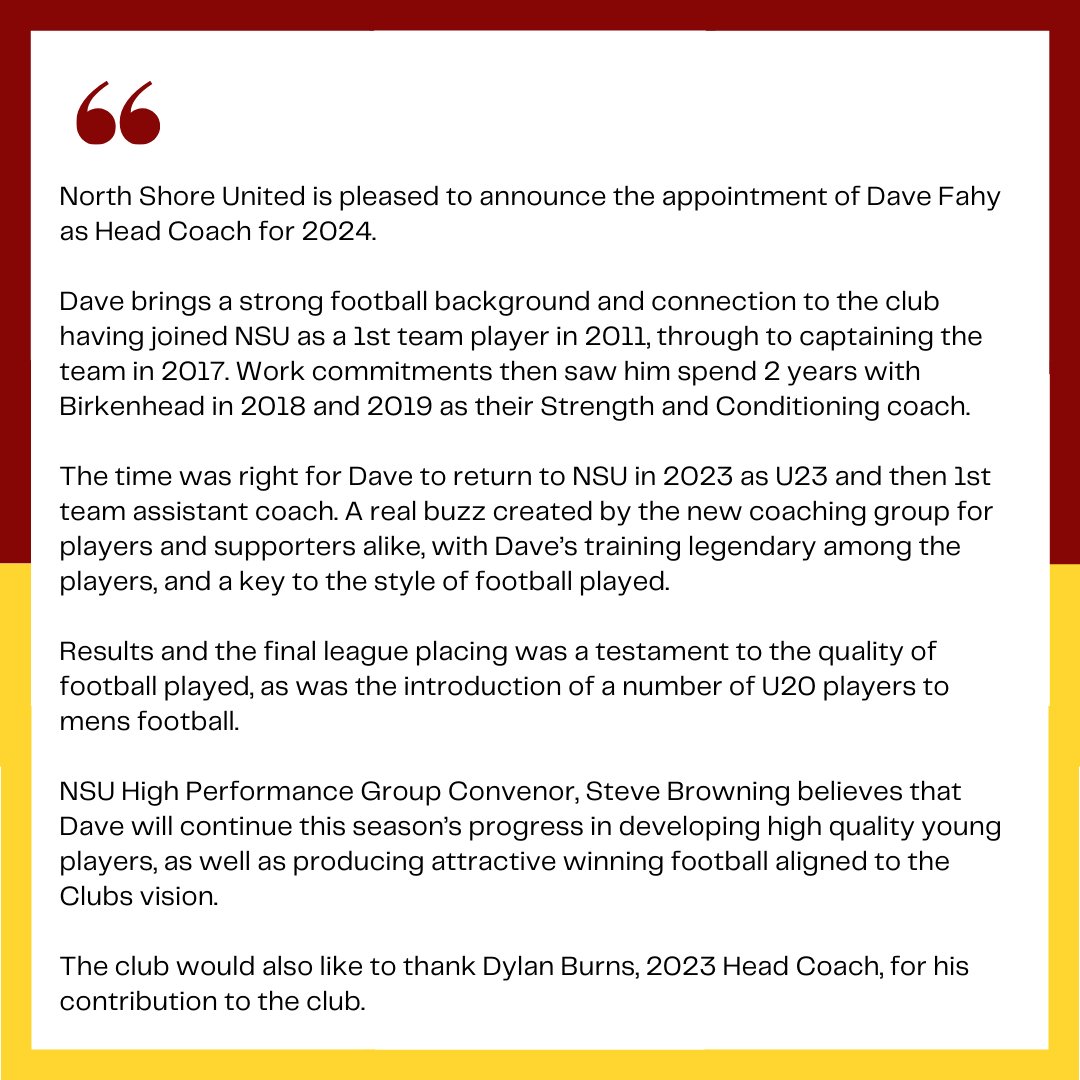 𝗗𝗮𝘃𝗲 𝗙𝗮𝗵𝘆 𝗮𝗽𝗽𝗼𝗶𝗻𝘁𝗲𝗱 𝗵𝗲𝗮𝗱 𝗰𝗼𝗮𝗰𝗵 𝗳𝗼𝗿 𝟮𝟬𝟮𝟯!