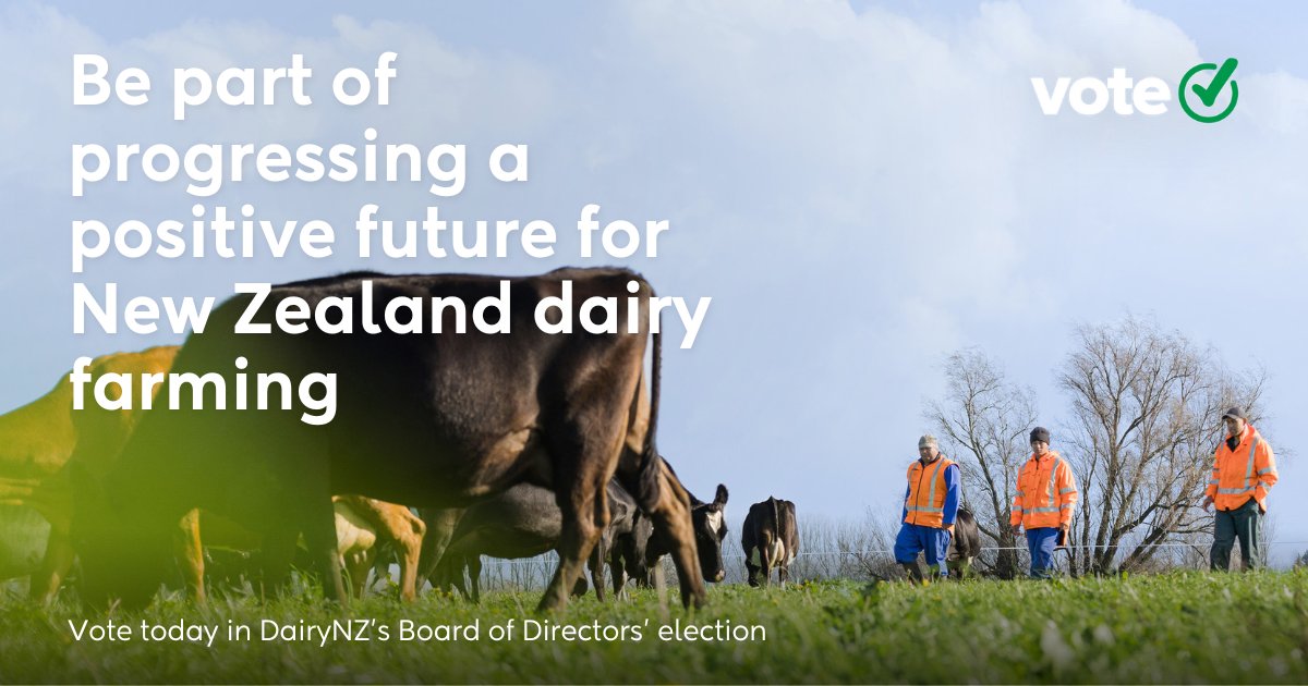 With our AGM fast approaching, we encourage levy payers to make their vote in this year’s Board of Directors’ election. Learn more about each candidate and have your say at dairynz.co.nz/agm. Voting closes on Tuesday 10 October.