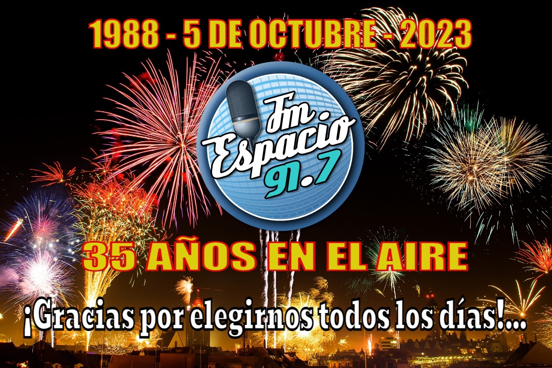fmespacio917's tweet photo. LO QUE EN 1988 COMENZÓ COMO SUEÑO CON EL TIEMPO SE CONVIRTIÓ EN REALIDAD Y NO PARAMOS...  FM ESPACIO CUMPLE 35 AÑOS JUNTO A VOS ACOMPAÑÁNDOTE CADA DÍA... FM ESPACIO 91.7 LE DA AIRE A TU VIDA... https://t.co/LDjlM0OPgD