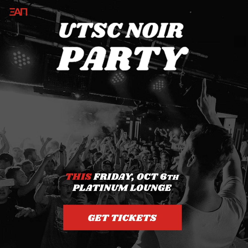 xialphapi08's tweet photo. It's happening this Friday! Get tickets at the door, or online at: https://t.co/sAnPcnjJNE. Get yours early due to limited capacity. 

✅ Platinum Lounge
✅ 9pm to 2am
✅ Guys $10 entry
✅ Ladies free

#utsc #UofT #utscevents #utscparty #uoftparty #toronto #Scarborough https://t.co/P3fYCplufQ