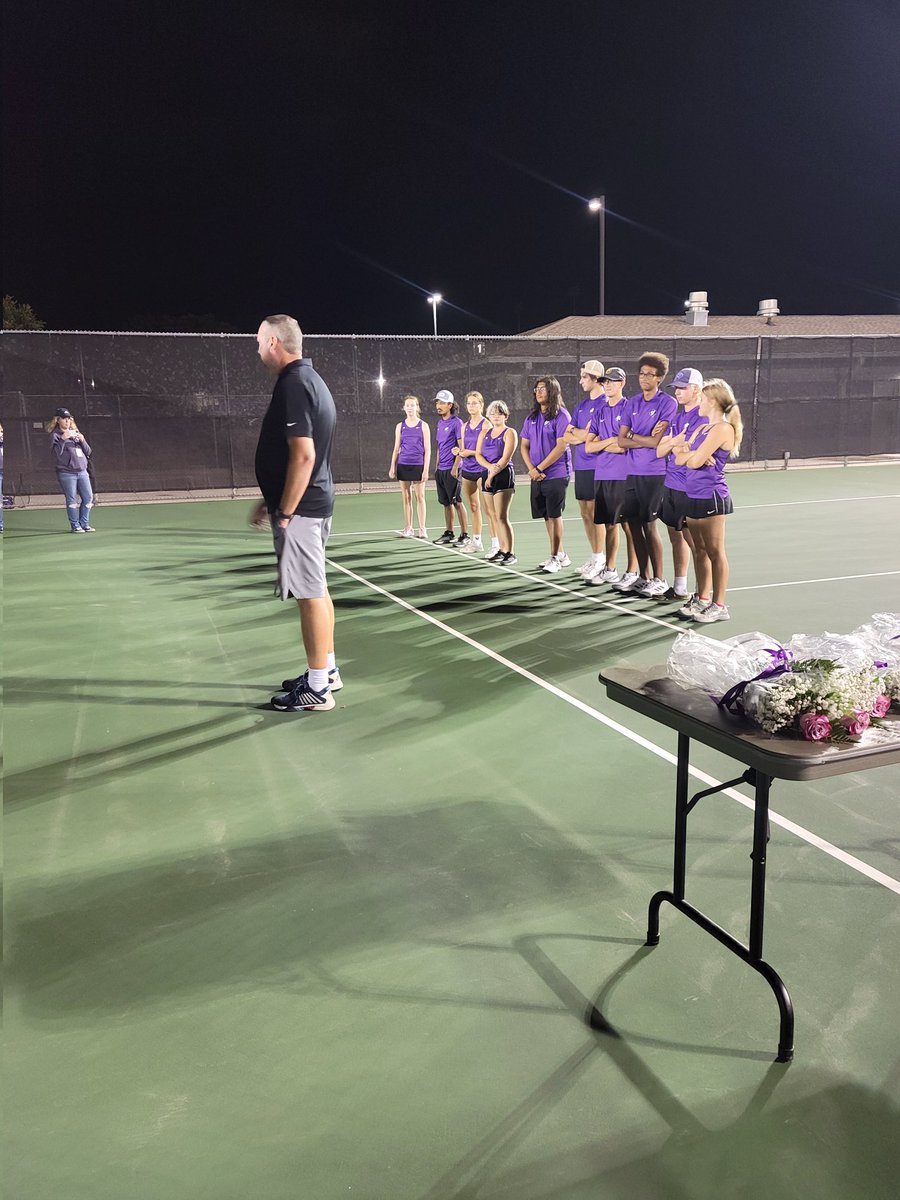 Wildkat Tennis congratulated our 10 seniors tonight after being defeated by the Oak Ridge War Eagles. Marley Kemp, Lauren Carlson, Brayden Leinweber, Aiden Greene, Brad Lottinger, Stephanie Kowalski, Pedro Cantarero,  Antonio Balon, Jacob Player, and Savannah Presswood.
