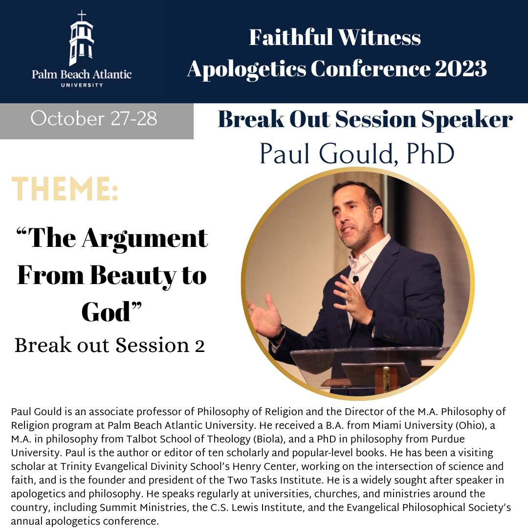 pba_mapr's tweet photo. Introducing our next break out session speaker, our very own Paul Gould!
Join us to hear the argument from Beauty to God.
Register at https://t.co/9qTI9CtXfc
#philosophy #philosophyofreligion #christianphilosophy #apologetics #faithandreason #christianapologetics #pbauniversity https://t.co/BZ5KnViceJ