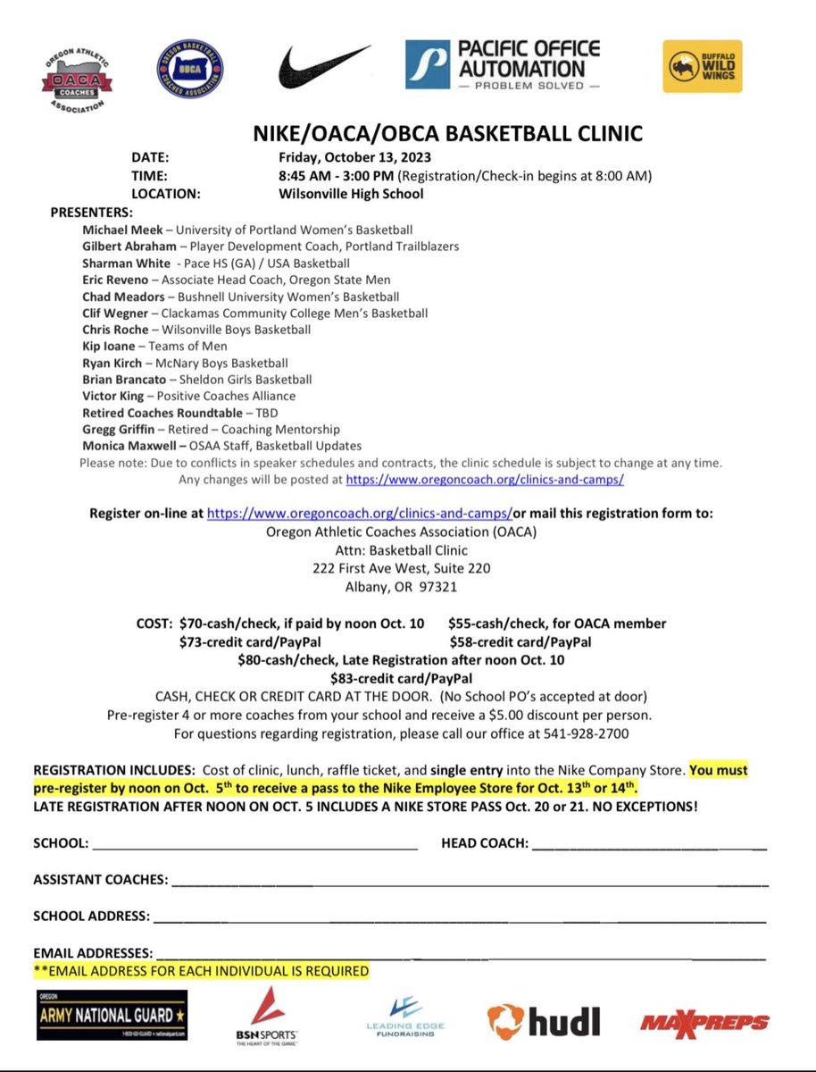 ORHoopCoaches's tweet photo. Just scrolling? What a great time to sign up for the OACA/OBCA Nike Coach of the year clinic and the OBCA Golf tournament! Looking forward to a great weekend of learning and fun! @NHSBCA @ORCoaches @OSAASports https://t.co/aS1gecrZwA