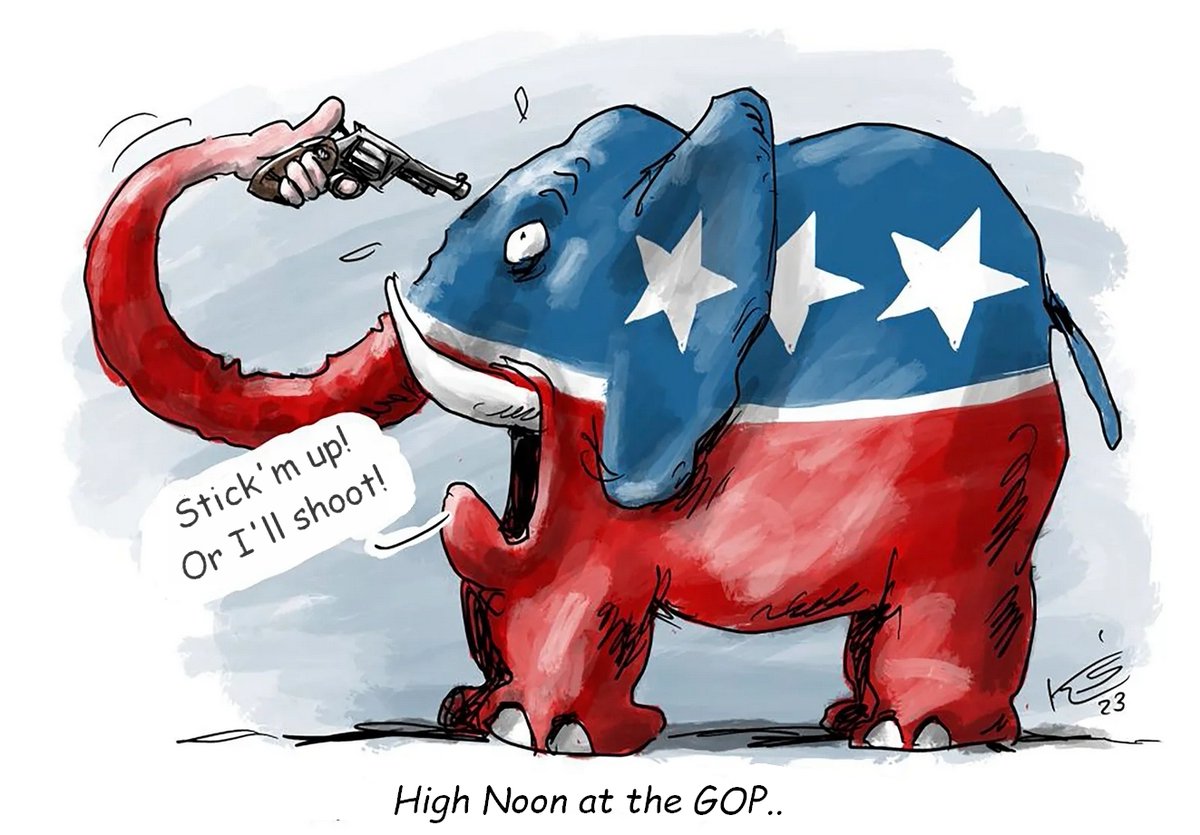 XgkXgk's tweet photo. #USA #GOPClownShow #GOP #SpeakerMcCarthy  dismissed - incited by #selfdestructing #Trump #disciple #MattGaetz * #democracy #shot
#Illustration: Klaus #Stuttmann https://t.co/jcJXt0eynv