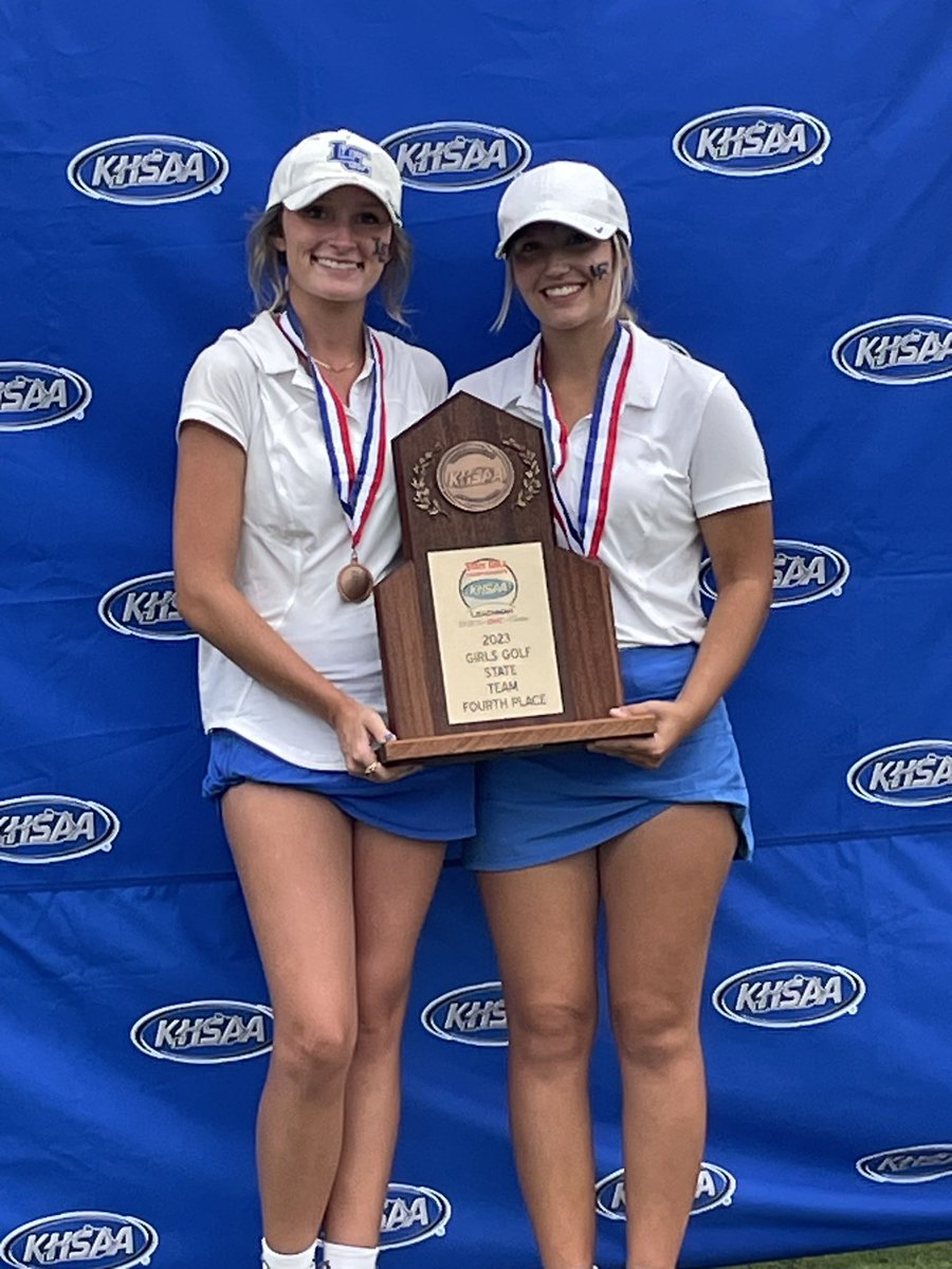 lexcathgolf's tweet photo. @GeorgiaBGolf Our 2nd day was tough but the girls for the 2nd year in row finished 4th. Great job girls!  Our seniors Kariann and Macy will be missed.  They have left a lasting impact on this program. @dmg11854 the best rules official out there your photo bombs are always welcome https://t.co/GIa73sQGCC
