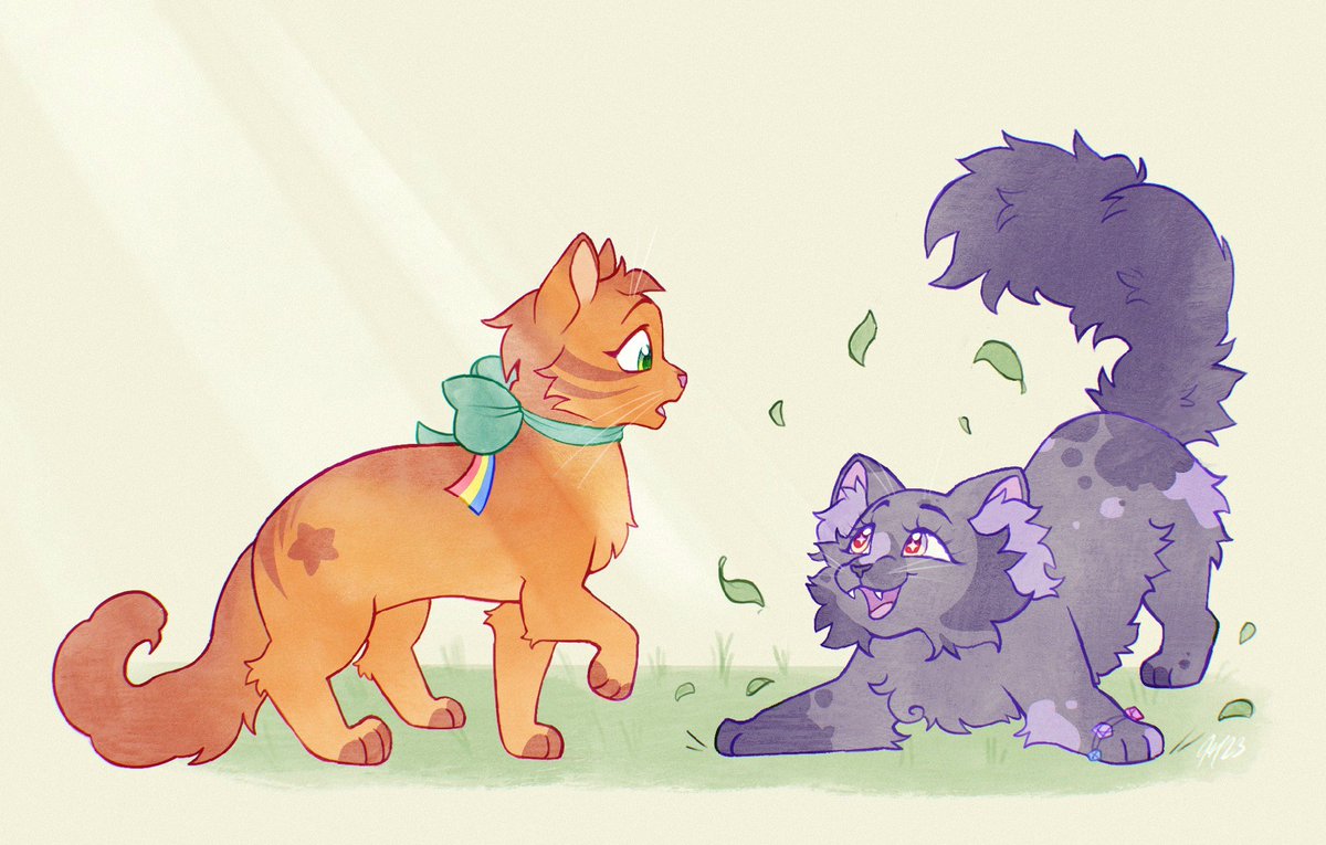 oh hey kittypet!! what brings you to bridlewood forest today? ✨️🍃☀️

#Sunnystarscout #izzymoonbow #mlpg5 #mlpart #warriorcats