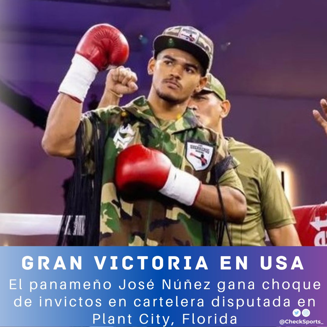¡TRIUNFO PANAMEÑO🥊🇵🇦!

José “Magnífico” Núñez (16-0-2, 7 KOs) superó por decisión unánime a Omar Salcido🇲🇽 (17-1, 12 KOs) en choque de invictos en la categoría de peso ligero.

Núñez dominó el combate, enviando a su rival a la lona en dos ocasiones.

#Boxeo #CheckSports #Panama