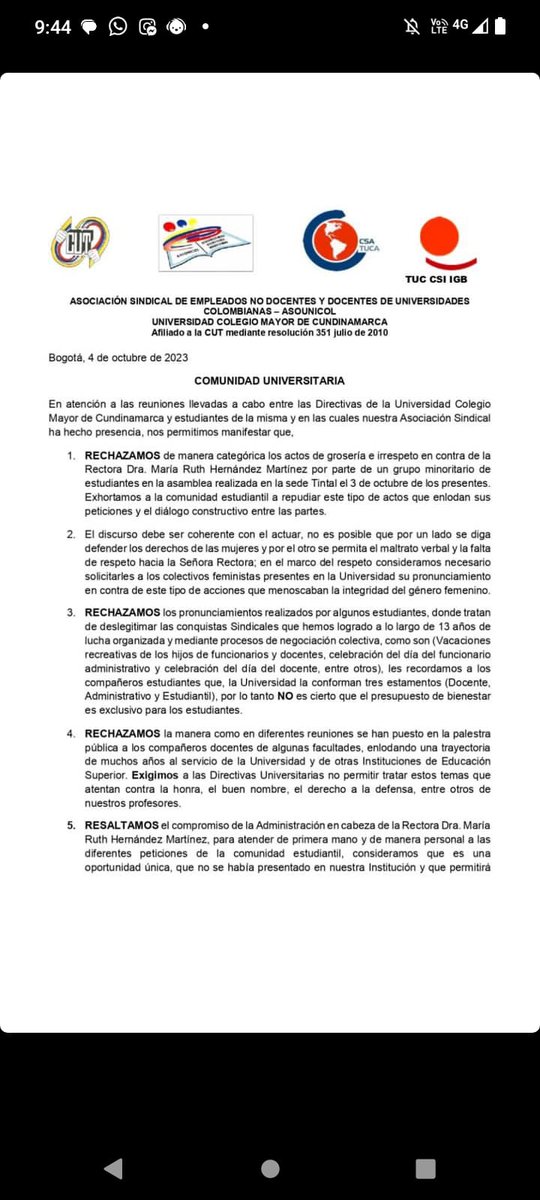 JoseRCasadiego's tweet photo. Que está pasando en la @Unicolmayorcund que no dejan a estudiantes manifestar sus inconformidades y denuncias a actual  Adm,@Bogota @ClaudiaLopez @personeriabta @manolitosalazar @Citytv @samirabisambra @CarlosFGalan @JPCAMACHO79 @educaciongob @PartidoLiberal @NoticiasRCN @Citytv https://t.co/0NME1em7nt