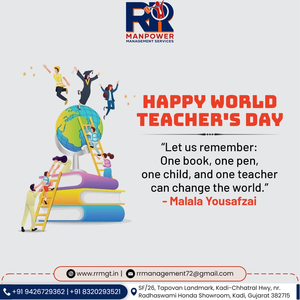 🌍✏️ Celebrating the Heroes Behind Every Success - Happy World Teacher Day! 📚🍎

#WorldTeacherDay #EducationMatters #ThankATeacher #InspiringMinds #TeachersChangeLives #EmpowerEducators #GratitudeInClassrooms #LearningJourney #EducateTheWorld 🌟👩‍🏫👨‍🏫💡 #rrmgtkadi #rrmanpowerjobs