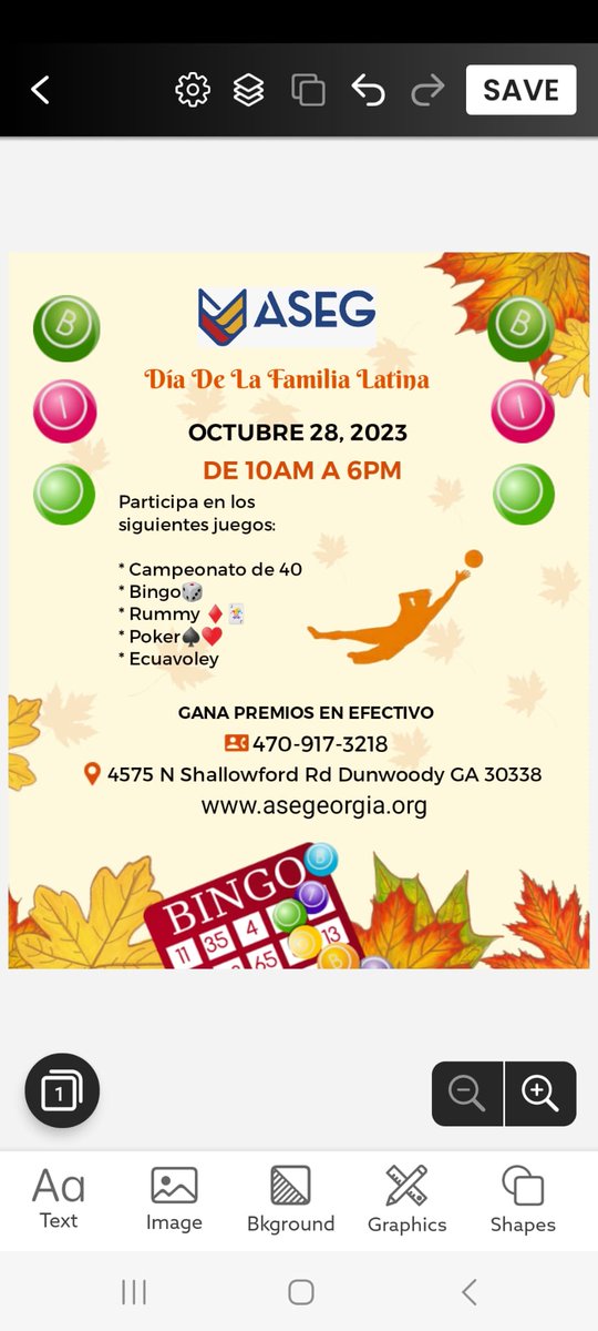 ASEG te espera este 28 de octubre para celebrar nuestro Día De La Familia Latina!

Ven y celebremos nuestra herencia hispana!

Hora:         10am a 6pm

#EcuatorianosEnAtlanta #GastronomíaLatina #Ecuavoley 
#ConsuladoGeneralDelEcuador #LatinosEnGeoergia