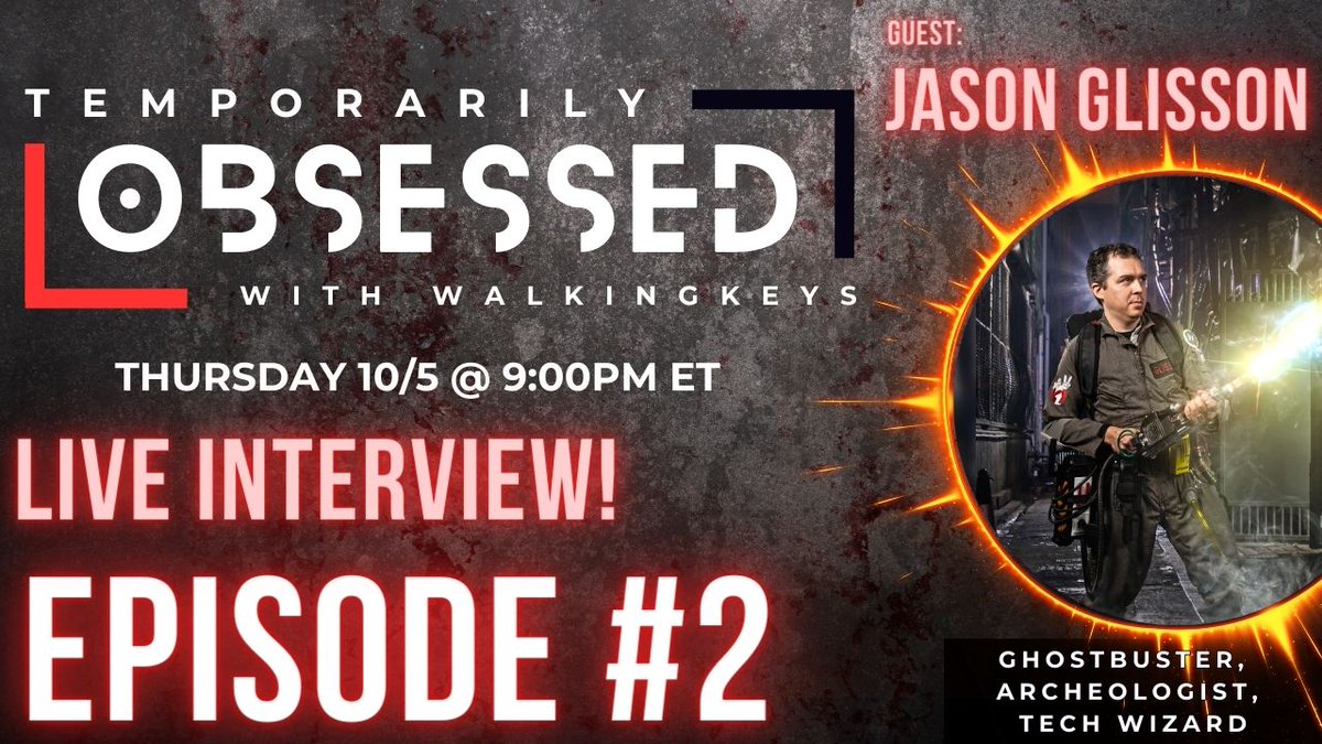 WalkingKeysNFT's tweet image. Episode 2 of #TemporarilyObsessed kicks off at 9:30pm ET on Thursday with a very special and talented guest... Jason Glisson. #ghostbuster #techwizard #archeologist. Don&apos;t miss this incredible conversation.
youtube.com/@temporarilyob…