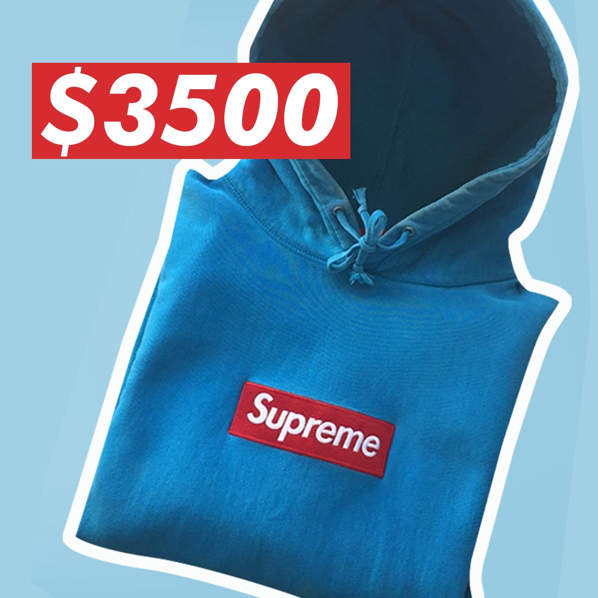 blue supreme hoodie red box logo