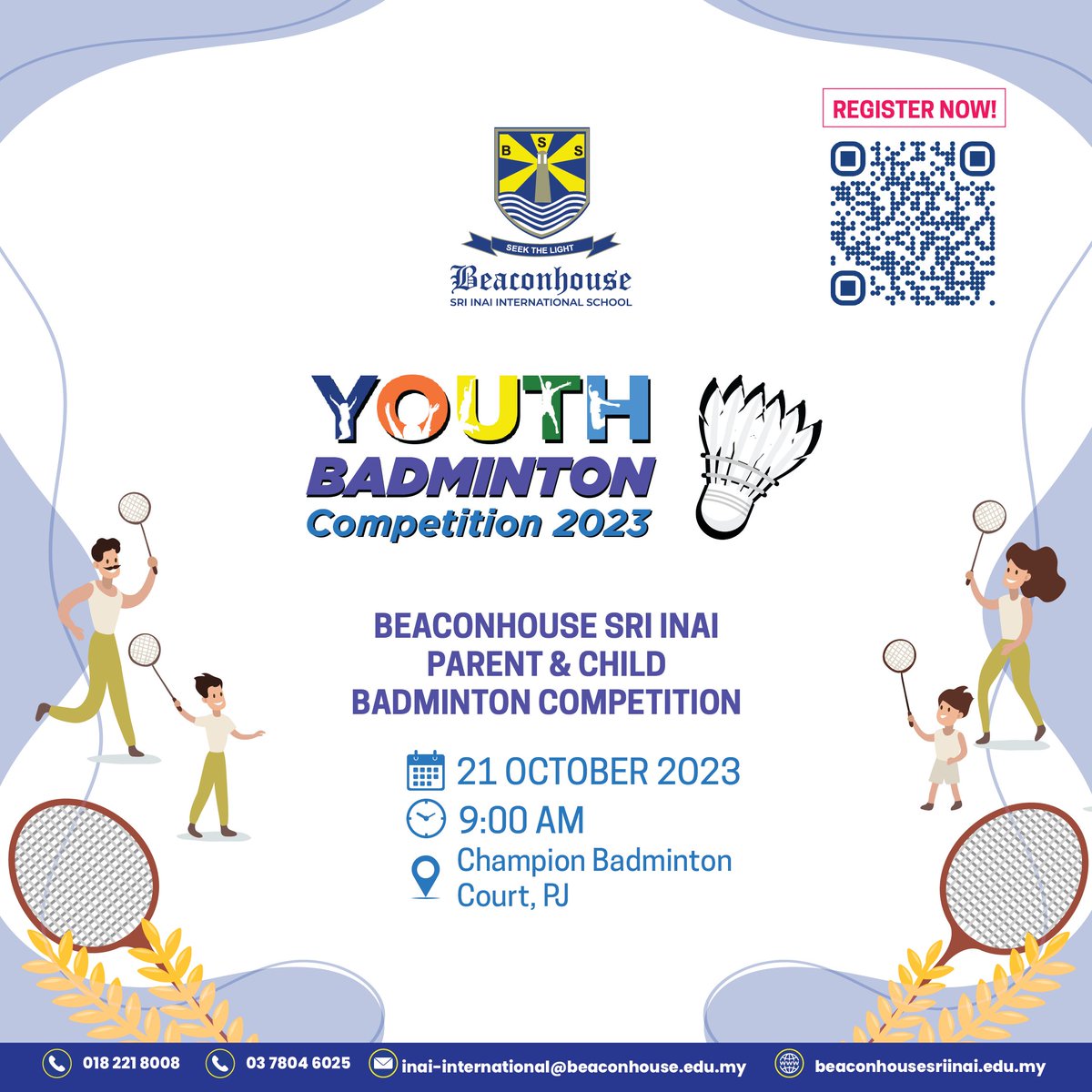 We are looking forward to hosting our first Beaconhouse Sri Inai Parent and Child Badminton Competition on 21 October 2023. 

#badmintontournament #badmintonchallenge #familysport #competition #pjschool #internationalschool #BSIIS