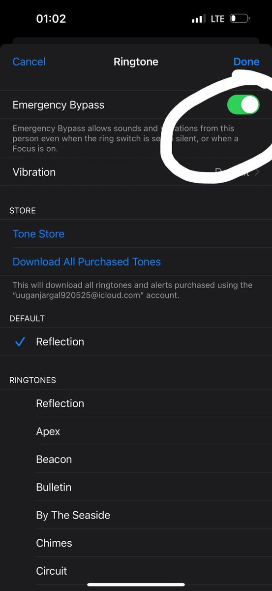 Над шиг утасныхаа дууг байнга хаадаг хүмүүст хэрэгтэй мэдээлэл юм.
Утасныхаа дууг хаасан ч хүүхдийнхээ дугаараас дуудлага ирэхэд дуу нь хаагдахгүй байнга чанга дуугарна 

Contact-руу орно
Edit дарна
Ringtone дарна 
Emergency bypass-ийг on болгоно.  Ингээд л утасны чинь дуу