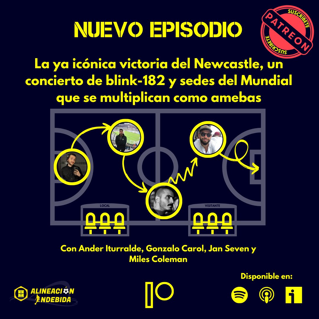🎸NUEVO PODCAST DE ALINEACIÓN INDEBIDA🎸

En un partido de horror pero también iconismo el Newcastle ganó al PSG, el United sigue sumando desastres, el Mundial 2030 se va a jugar en 7 países y más!

Con <a href="/gonzalocarol29/">Gonzalo Carol</a> <a href="/donostistanbul/">jan</a> <a href="/milescoleman92/">Miles Coleman</a> y yo: patreon.com/posts/90354992