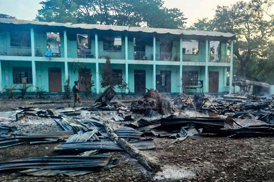 CrphMyanmar's tweet photo. Military use of schools and universities was also pervasive in Myanmar and further threatened the safety and security of education. 

📢At least 11 schoolchildren died after an airstrike on a village in #Myanmar.

#WorldTeachersDay

https://t.co/rq4L5PuBbZ https://t.co/J3hWN0gVWz