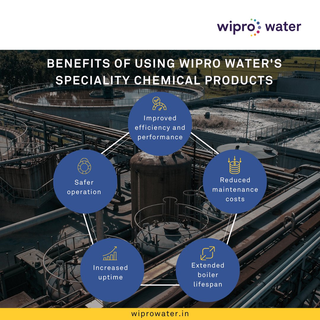 Wipro Water's speciality #chemicalproducts are designed to improve #efficiency and performance, reduce #maintenancecosts, extend boiler lifespan, and increase uptime. They also ensure the safer operation of your equipment.

#wiprowater #specialitychemicals #chemicals #industries