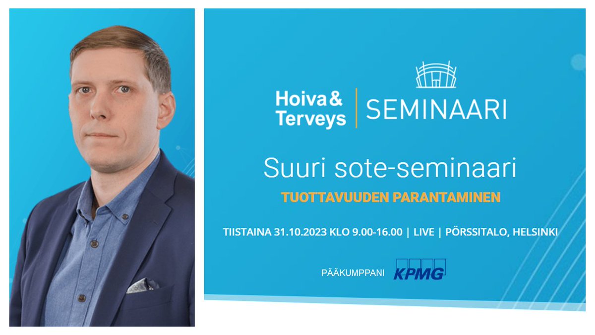 Suuri sote-seminaari (by <a href="/HoivaJaTerveys/">Hoiva & Terveys</a>) on jo nurkan takana. On hienoa päästä käyttämään puheenvuoro tässä syksyn kiinnostavimmassa ja esiintyjien&amp;panelistien osalta korkeatasoisimmassa #sote-seminaarissa 

events.bonnierbusiness.fi/tuote/31-10-20…