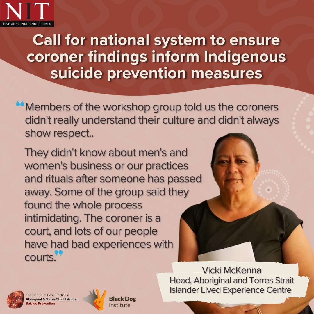 cbpatsisp's tweet photo. 📢 Must Read Reports📜:🌟Coronial Responses to Suicides of #Aboriginal &amp; Torres Strait Islander People🌟Lived Experience Workshop Report

🔗Reports: https://t.co/ZigmmYW4FA

More:
📰@NITV: https://t.co/3RK19RSZu3

🌟@blackdoginst Lived Experience Centre: https://t.co/4YRibZ55KA https://t.co/UcTjPwIlAC