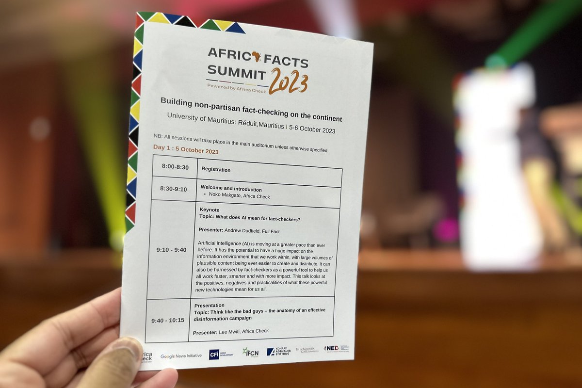 jlmootoosamy's tweet photo. #Mauritius The Africa facts summits 2023 starts now at the University of Mauritius, #Reduit. @AfricaCheck @GoogleNewsInit @CFImedias @KasMedia https://t.co/jnzAkSkC7Q