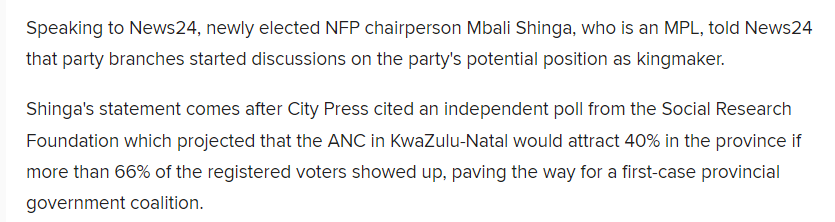 Screengrab linked to this article news24.com/news24/politic…. Second paragraph conclusion is false. There *has* been a provincial government coalition since 1994. It was, not coincidentally, in KZN. Does anyone remember / was anyone alive back in 1999? en.wikipedia.org/wiki/1999_Sout…