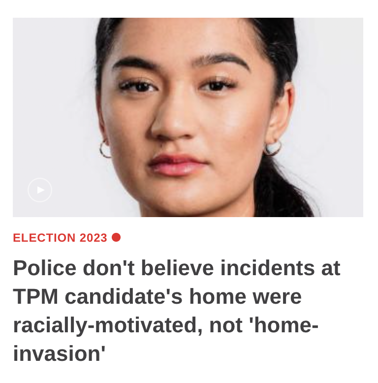 dbseymour's tweet photo. Te Pāti Māori has played fast and loose with the truth. Police confirm there was no home invasion, no ram raid, and no racial motivation. They misled voters so they could smear ACT. They should apologise to victims of crime for making misleading claims so they could play victim. https://t.co/1epJnb2cj6