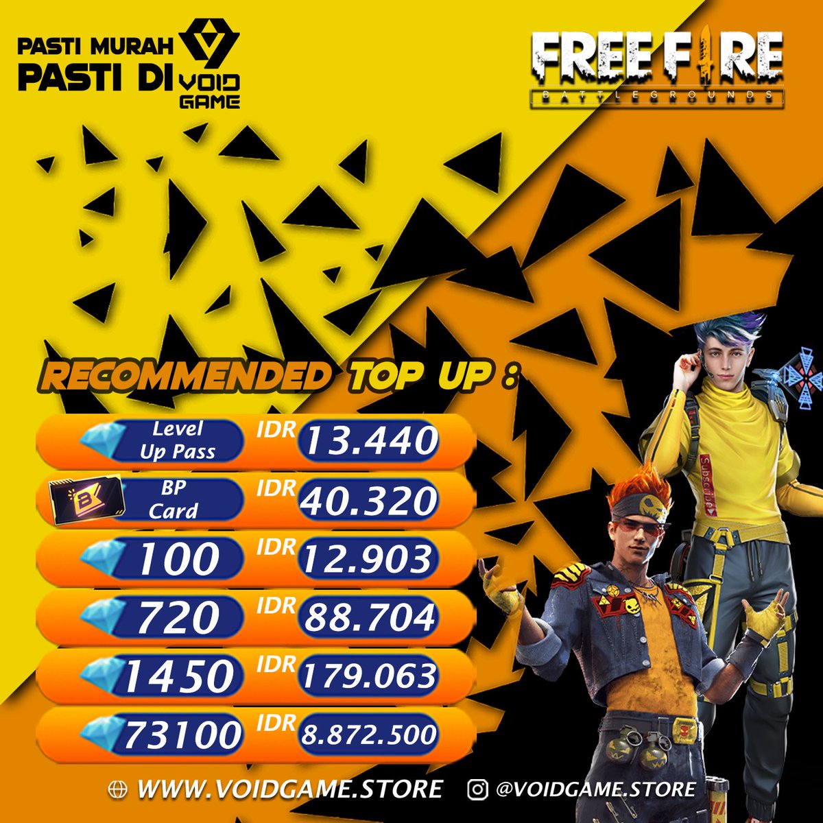 voidgameid's tweet photo. Top Up Free Fire Indonesia di https://t.co/9iGrukT04c
Harga : Murah & Bersaing
Proses : Otomatis
Jam Open : 24 Jam
Waktu Proses : Realtime
#FreeFire #FreeFireMax #FFXDemonSlayer #ffws2023 #topupfreefire #topupfreefiremurah #topupdiamondff #topupgame
#topupgamemurah https://t.co/QosRWbVErA