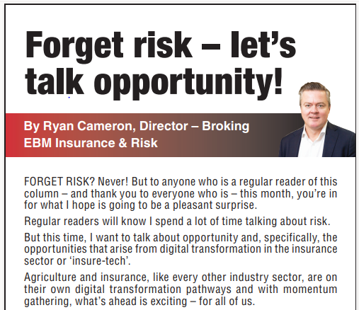 Opportunities are everywhere. In <a href="/Ryancameron1974/">Ryan Cameron</a> latest <a href="/farmweekly/">Farm Weekly</a> column, he dives into the opportunities we receive through digital transformation. 

Check out page 27.  

#farmweekly #insurance #opportunity #australia #agriculture
