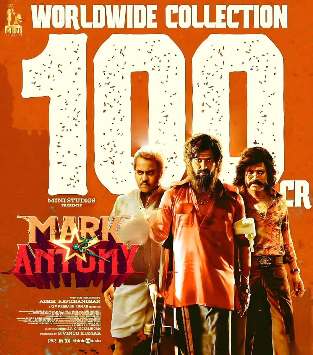 billakd's tweet photo. Our Film #Markantony 100 Crores Collection worldwide ♥️ @VishalKOfficial @iam_SJSuryah @ministudiosllp #Paperplanevfxstudio https://t.co/gZq55cZRNQ
