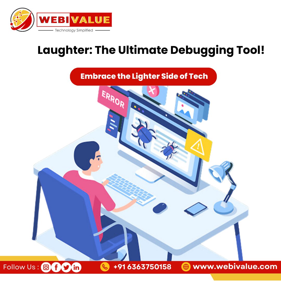 webivalue's tweet image. Who says coding can't be hilarious? Join us for a dose of tech humor that'll keep your spirits high and your code bug-free!
Visit : webivalue.com
Contact : +91 6363750158
Email : Contact@webivalue.com
#WebivalueLaughs #TechHumorHeals #DebuggingLaughs