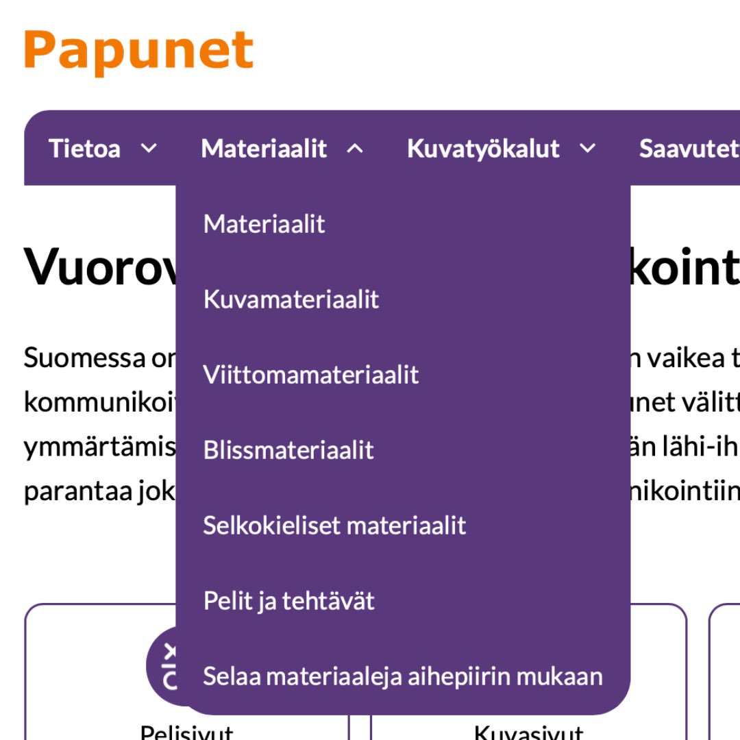 Papunet's tweet photo. Uusi Papunet tutuksi! 🧡
Materiaalit-osio pitää sisällään 
- kuvamateriaaleja
- blissmateriaaleja 
- viittomamateriaaleja
- selkokielisiä materiaaleja
- poimintoja pelisivujen sisällöistä. 
1/2 https://t.co/Whtbc8956u