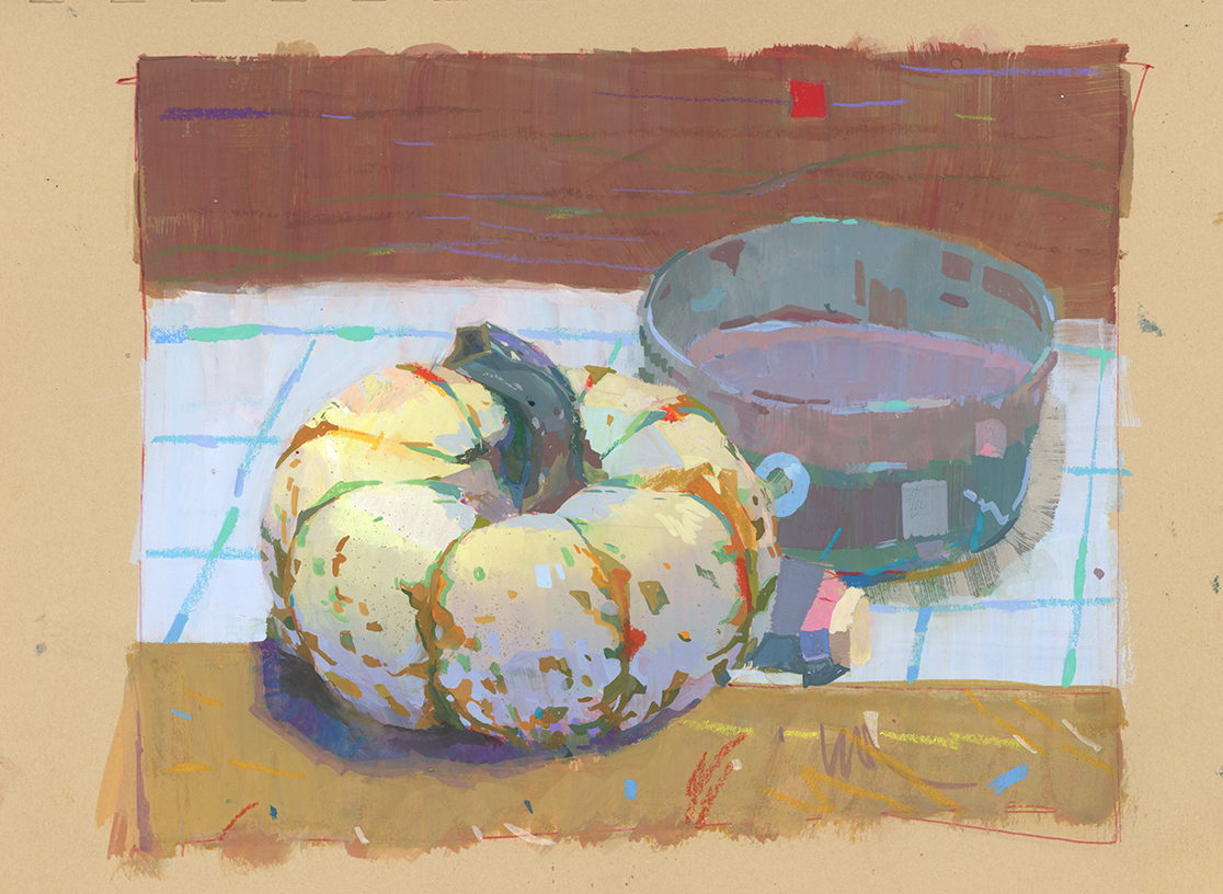 It's pumpkin season. Gouache on paper