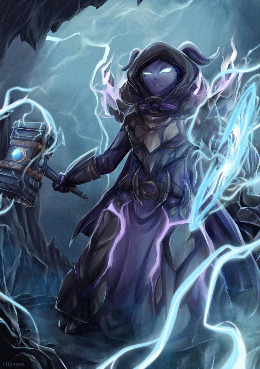 tiffymew's tweet photo. Finally wrapped up this commission for a wonderful friend for their WoW draenei shaman (who carried me through mythics all last season) 💜#warcraft #worldofwarcraft https://t.co/wrwWzeO5Ms